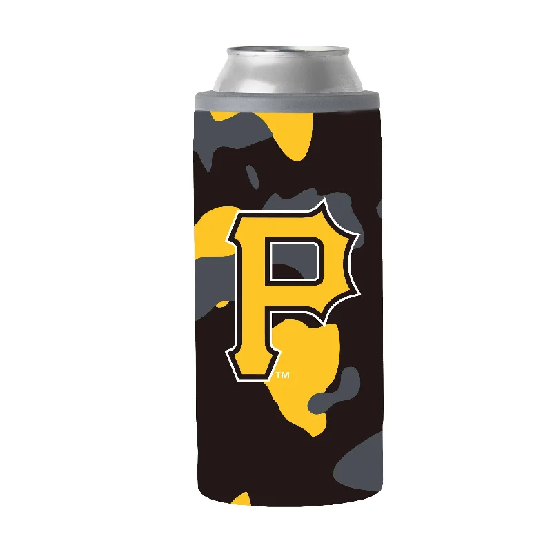 Custom Team Mug For Annual Competitions-Pittsburgh Pirates 12oz Camo Slim Can Coolie