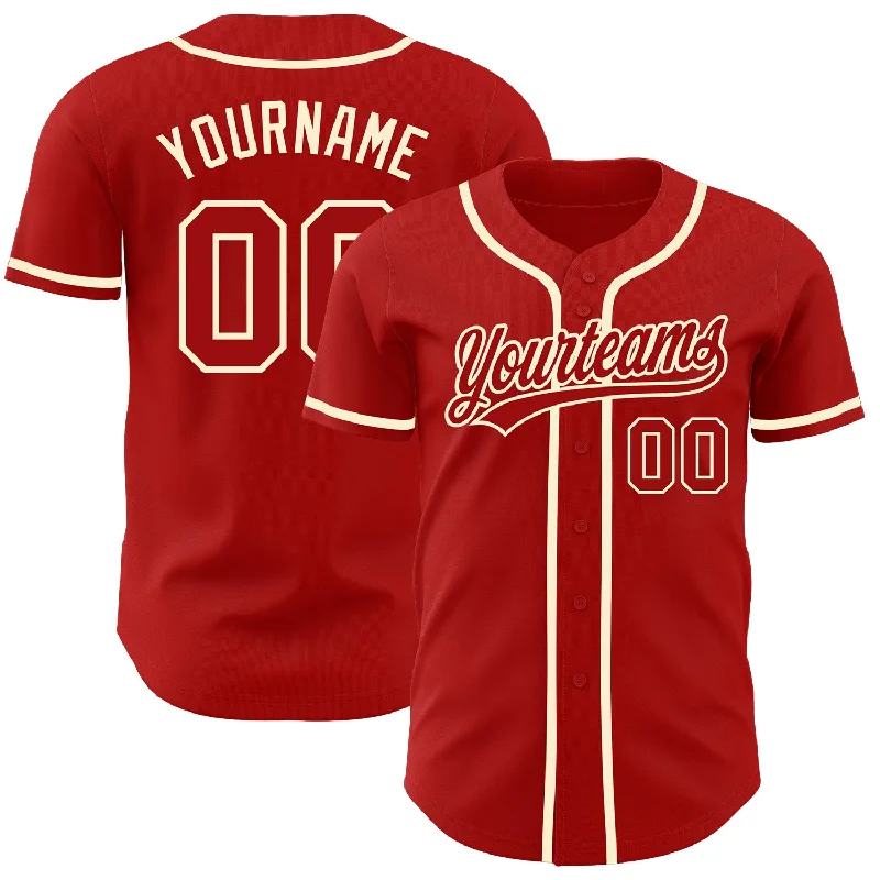 Personalized Baseball Jersey For Exclusive Offers-Custom Red Red-Cream Authentic Baseball Jersey