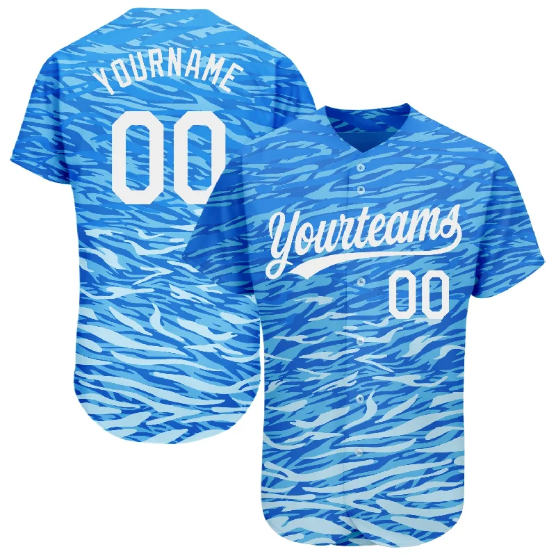 Personalized Baseball Jersey For Custom Fit-Custom Royal White 3D Pattern Design Authentic Baseball Jersey