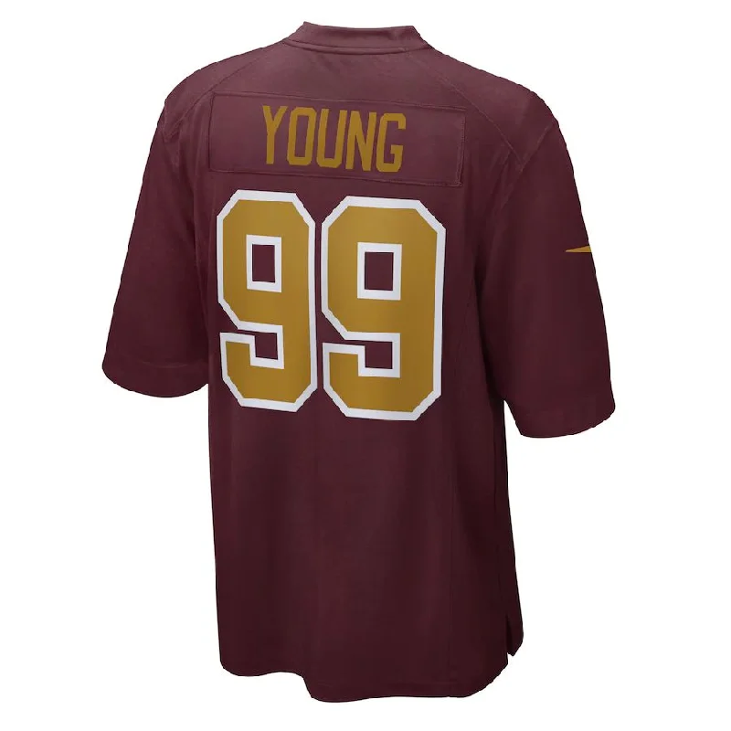 Custom Rugby Jersey For Event Appearances-W.Football Team #99 Chase Young Burgundy Alternate Game Jersey Stitched American Football Jerseys