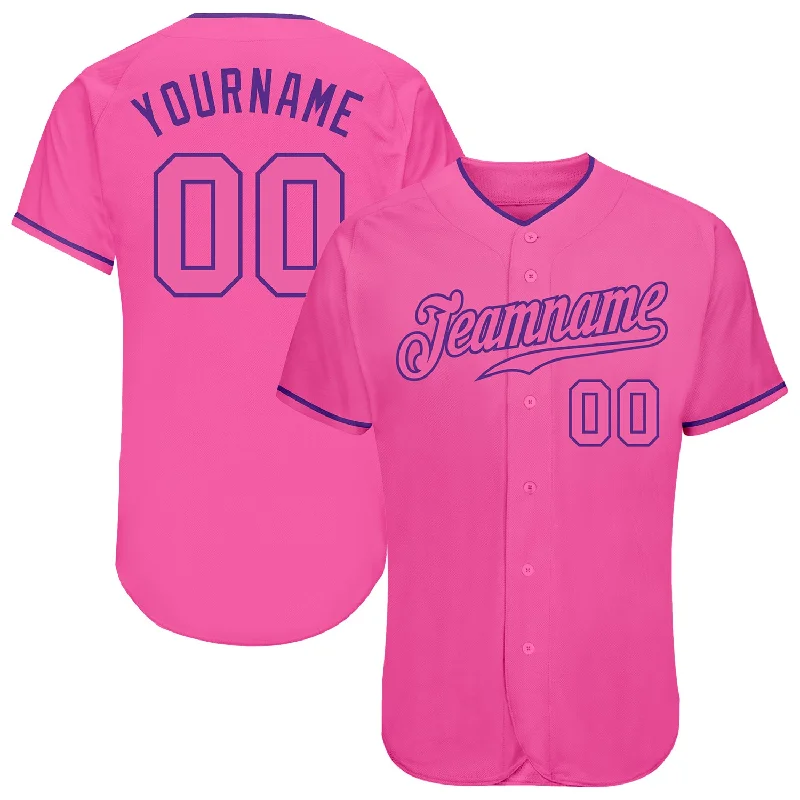 Custom Baseball Jersey For Children’s Teams-Custom Pink Pink-Purple Authentic Baseball Jersey