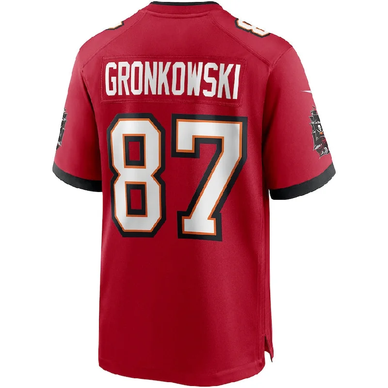 Custom Rugby Jersey For Local Fans-TB.Buccaneers #87 Rob Gronkowski Red Game Jersey Stitched American Football Jerseys