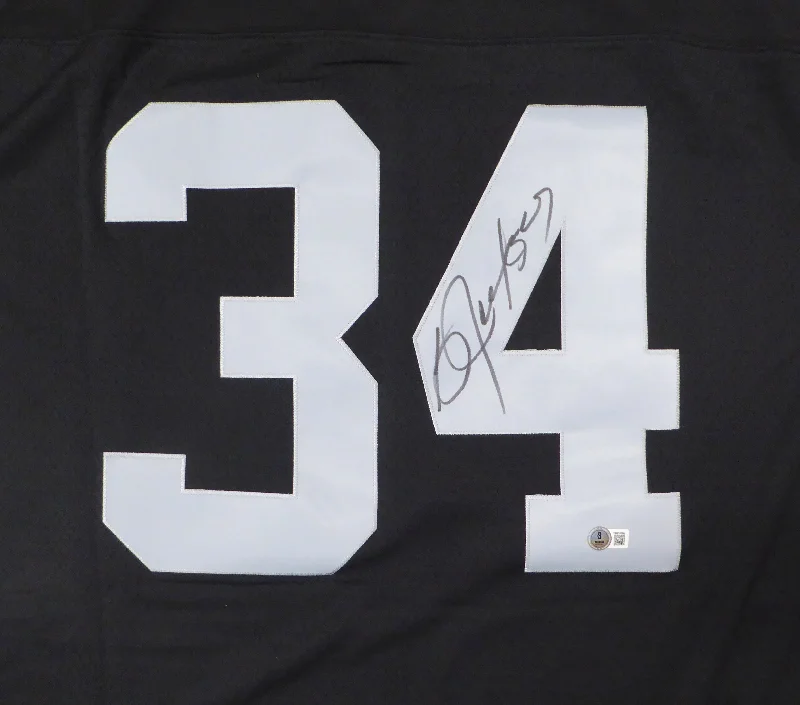 Personalized Rugby Helmet For Corporate Gifting-Oakland Raiders Bo Jackson Autographed Black Authentic Mitchell & Ness Jersey Beckett BAS QR #1W615166