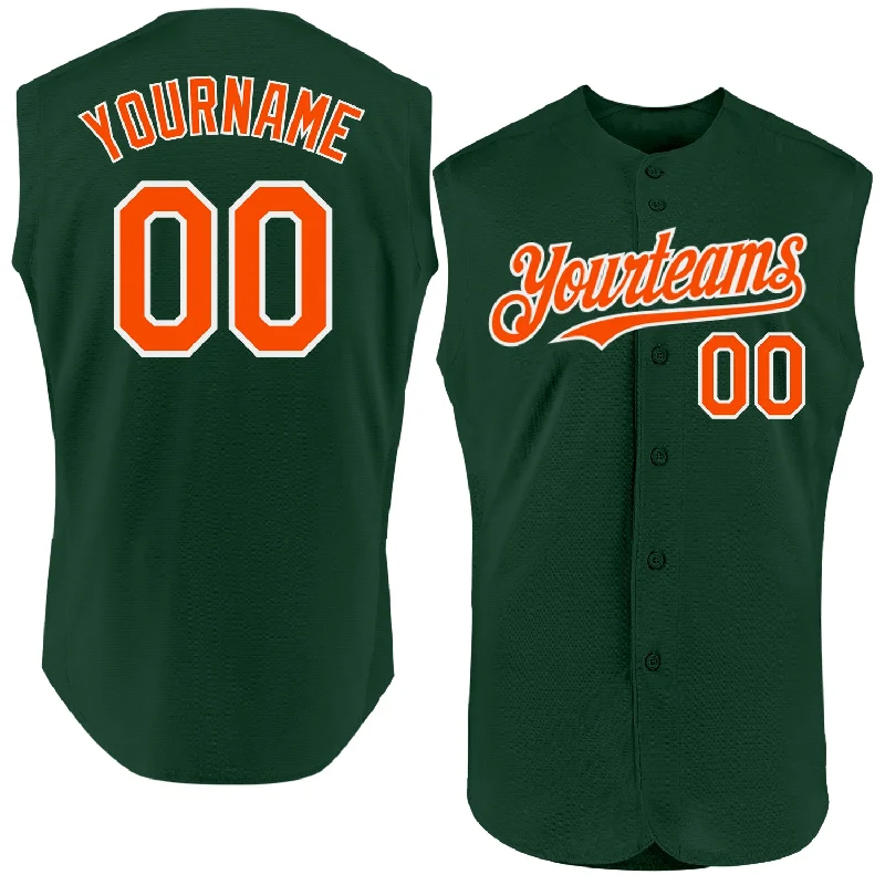 Personalized Baseball Jersey For Adult Teams-Custom Green Orange-White Authentic Sleeveless Baseball Jersey