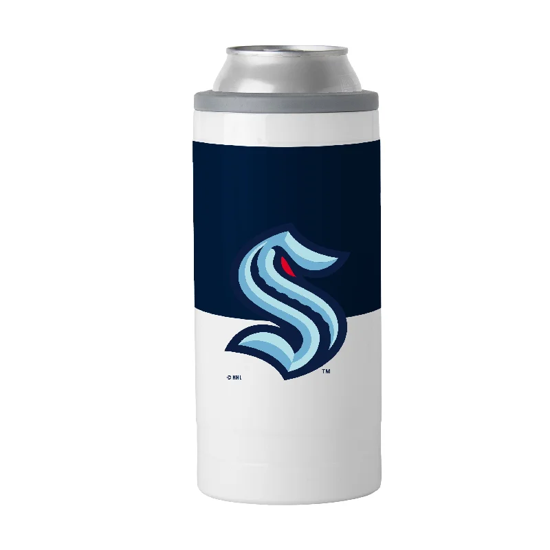 Team Mug With Custom Design Options-Seattle Kraken 12oz Colorblock Slim Can Coolie