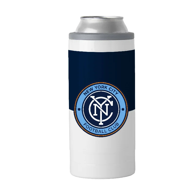 Custom Team Mug For Athletic Events-New York City FC 12oz Colorblock Slim Can Coolie