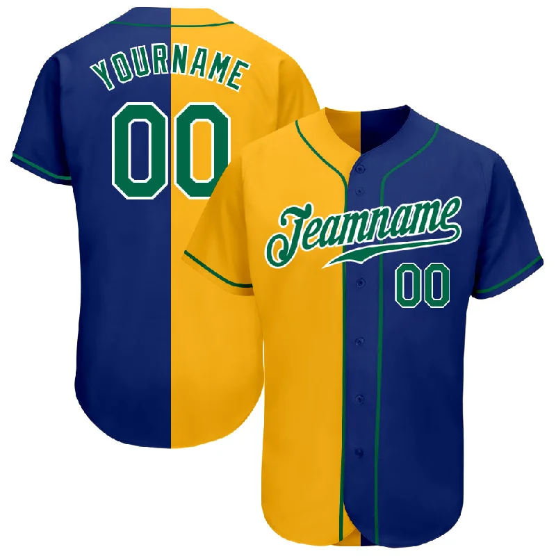 Custom Baseball Jersey For Charity Fundraisers-Custom Royal Kelly Green-Yellow Authentic Split Fashion Baseball Jersey