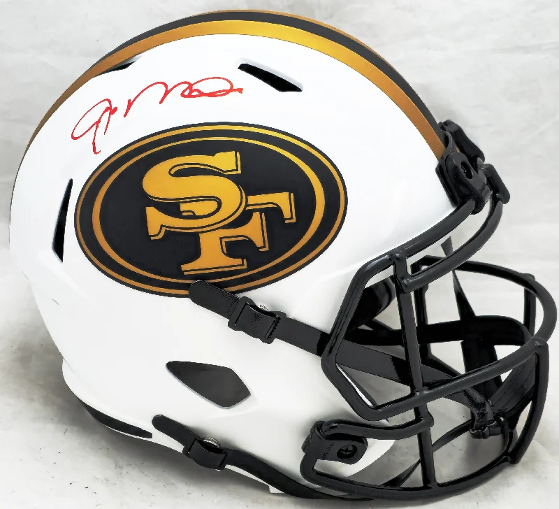 Custom Rugby Helmet For Player Performance-Joe Montana Autographed San Francisco 49ers Lunar Eclipse White Full Size Replica Speed Helmet Fanatics Holo #WX13989742