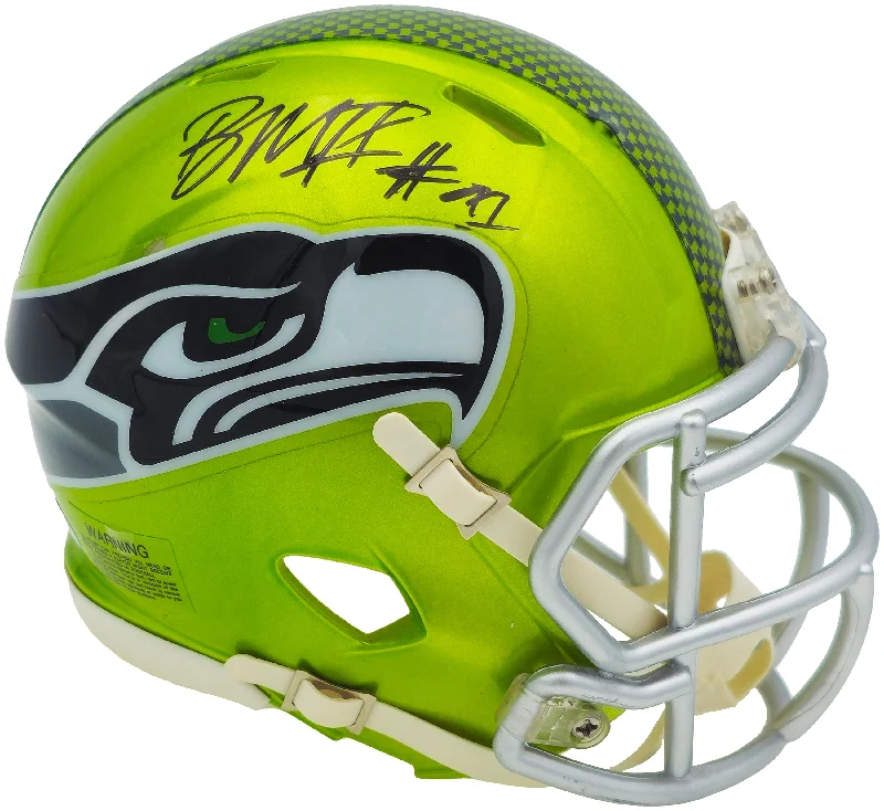 Custom Rugby Helmet For League-Specific Designs-Byron Murphy II Autographed Seattle Seahawks Flash Green Speed Mini Helmet MCS Holo