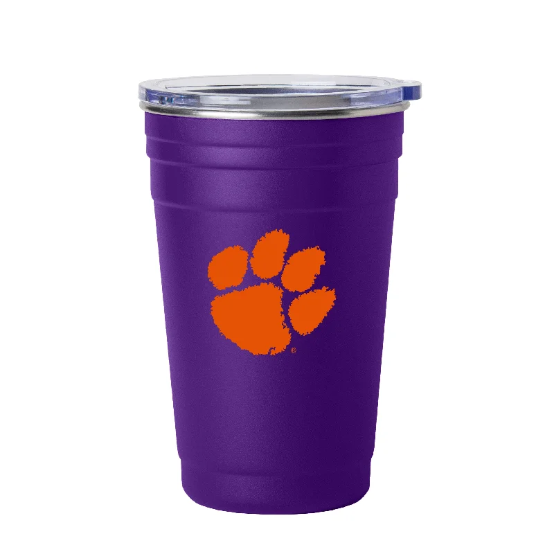 Custom Team Mug For Sponsors-Clemson Purple 22oz Flipside Stainless Cup