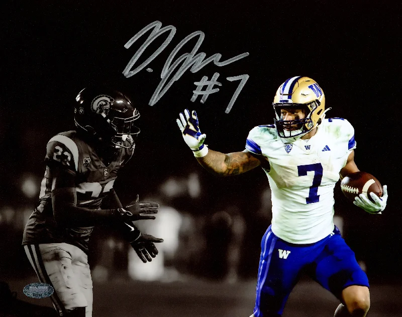 Custom Rugby Helmet For Safety Compliance-Dillon Johnson Autographed 8x10 Photo Washington Huskies vs. USC Spotlight MCS Holo