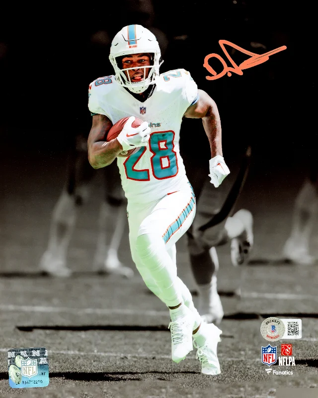 Personalized Rugby Helmet For School Spirit-De'Von Achane Autographed 8x10 Photo Miami Dolphins Spotlight Beckett BAS Witness