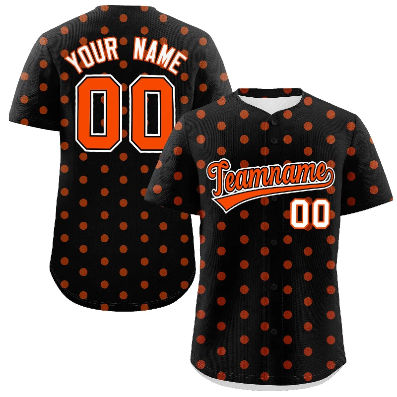 Custom Baseball Jersey For Exclusive League Events-Custom Black Orange Personalized Polka Dot Graffiti Pattern Authentic Baseball Jersey