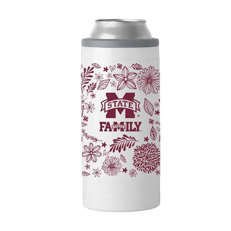 Team Mug With Your Team Colors-Mississippi State 12oz Botanical Slim Can Coolie