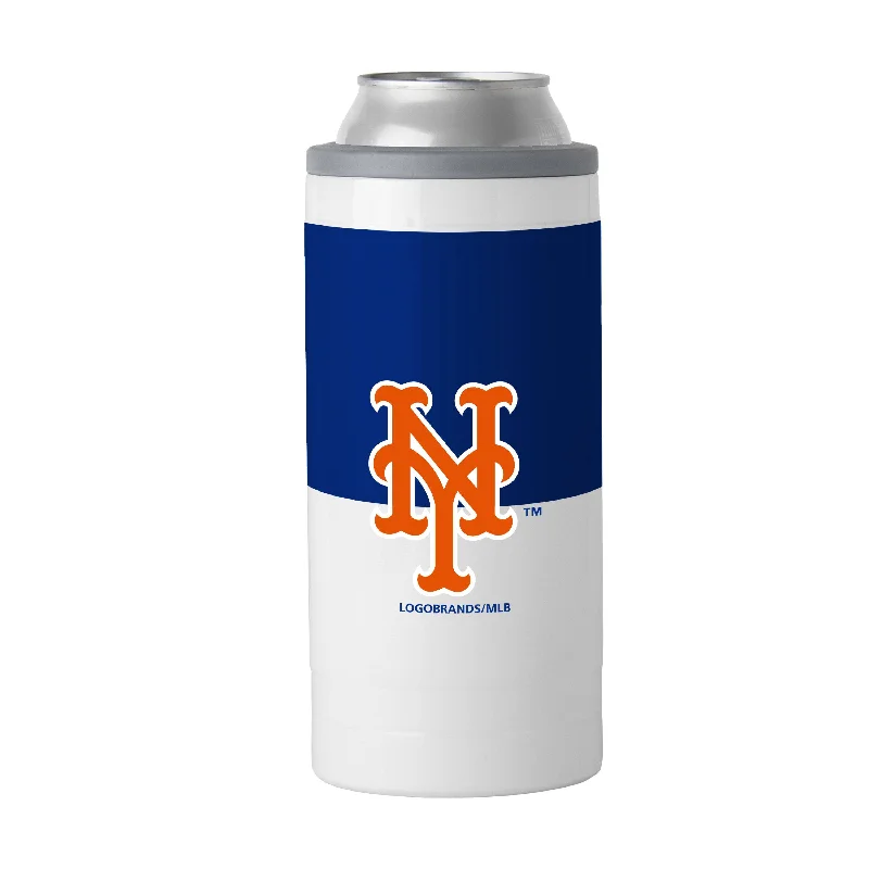 Team Mug For School Fundraising Events-New York Mets Slim Colorblock Can Coolie