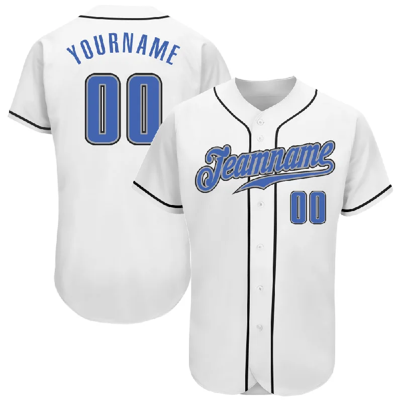 Baseball Jersey With Unique Fan Designs-Custom White Blue-Gray Authentic Baseball Jersey