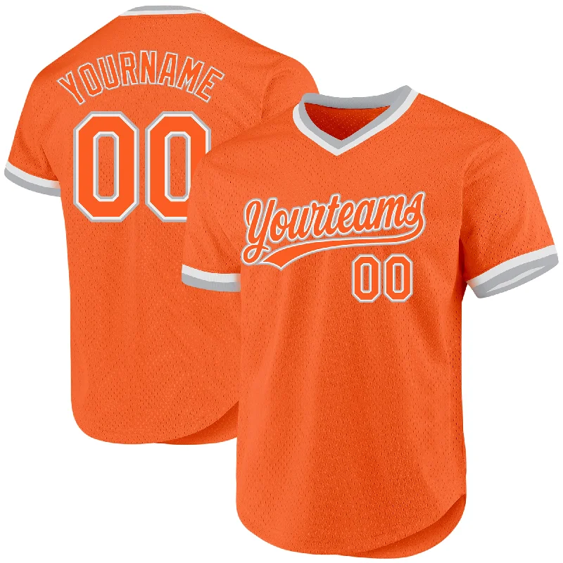 Custom Baseball Jersey For Team Building-Custom Orange Gray-White Authentic Throwback Baseball Jersey