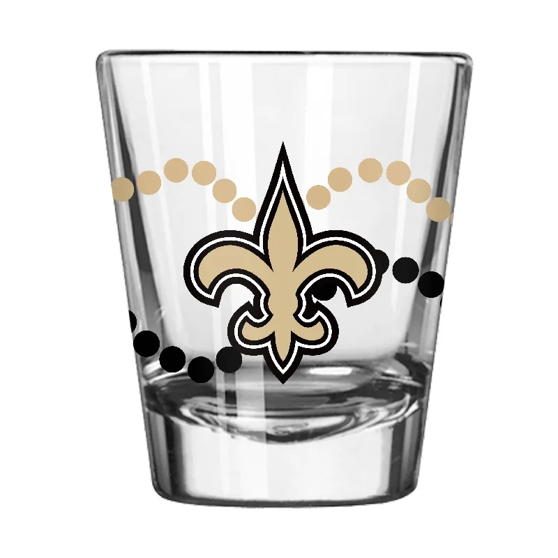 Team Mug With Player Images & Text-New Orleans Saints 2oz Mardi Gras Beads Shot Glass