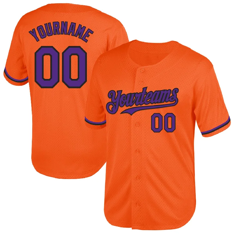 Personalized Baseball Jersey For Birthday Gifts-Custom Orange Purple-Black Mesh Authentic Throwback Baseball Jersey