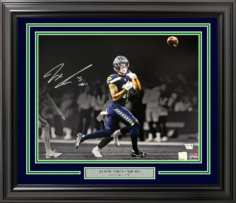 Personalized Rugby Helmet For Fundraisers-Jaxon Smith-Njigba Autographed Framed 16x20 Photo Seattle Seahawks Spotlight Fanatics Holo