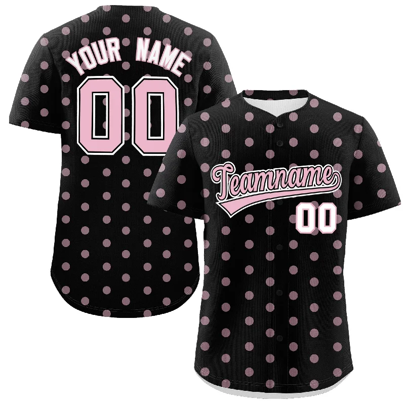 Custom Baseball Jersey For Family & Friend Groups-Custom Black Light Pink Personalized Polka Dot Graffiti Pattern Authentic Baseball Jersey