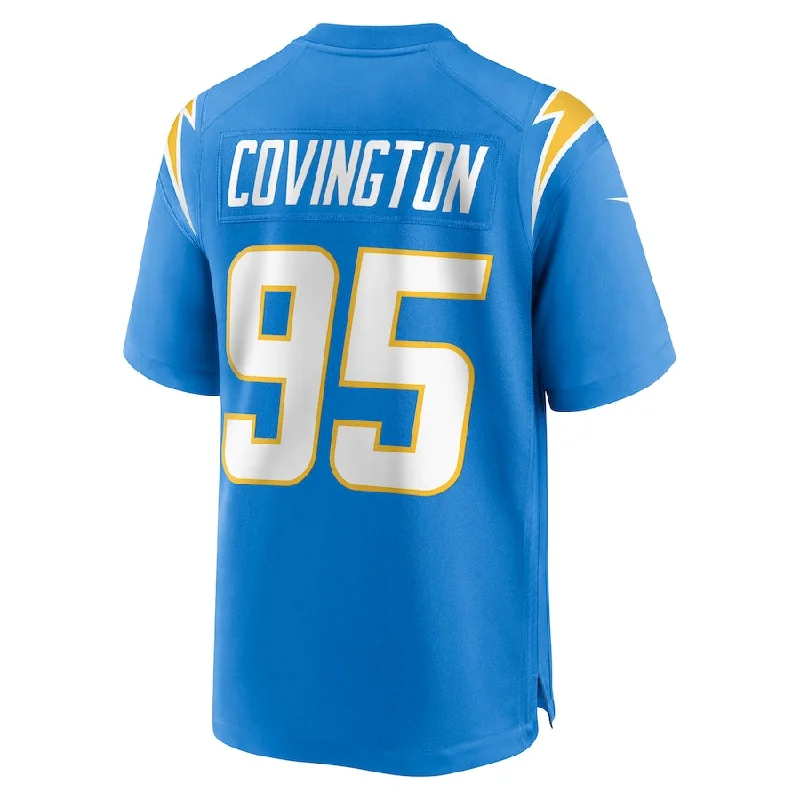 Rugby Jersey For Community Support Events-LA.Chargers #95 Christian Covington Powder Blue Game Jersey Stitched American Football Jerseys