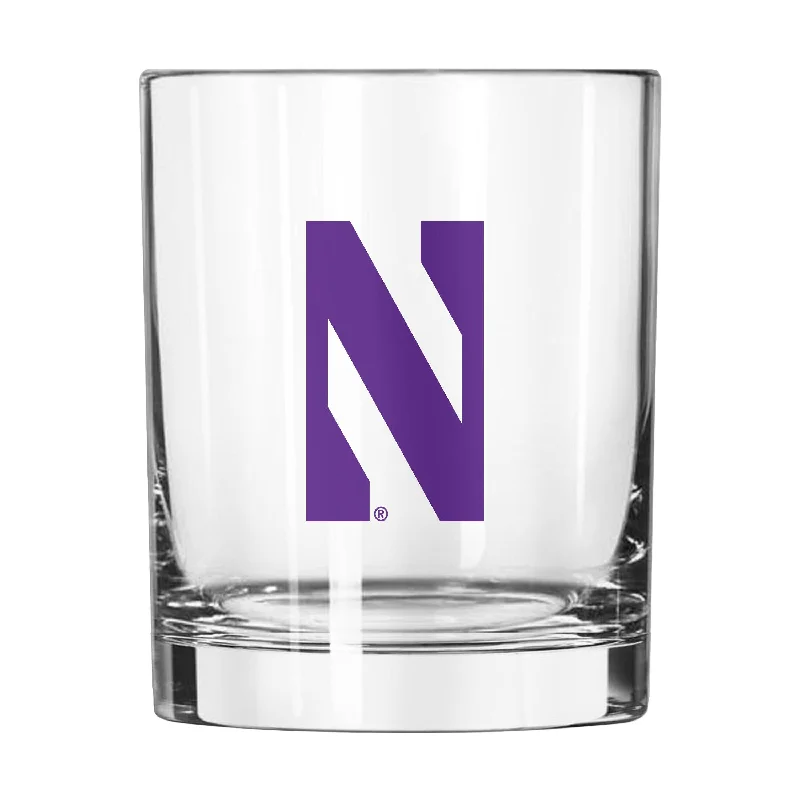 Team Mug With Custom Design & Logo-Northwestern 14oz Gameday Rocks Glass