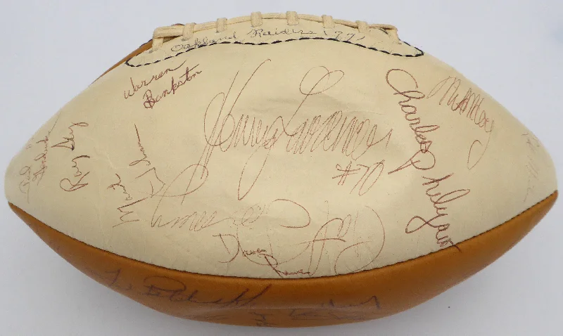 Rugby Helmet For League Matches & Tournaments-1977 Oakland Raiders Autographed Football With 40 Signatures Including John Madden Beckett BAS QR #AD40716