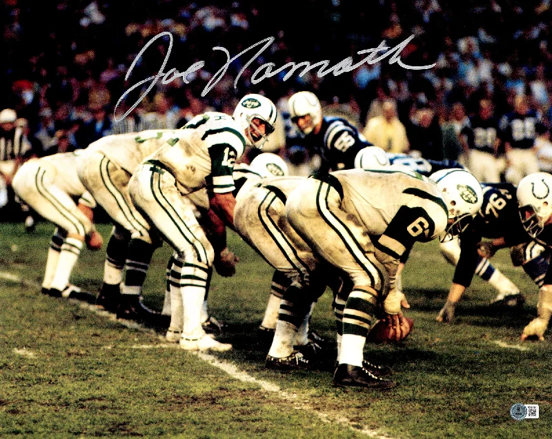 Personalized Rugby Helmet For Events-Joe Namath Autographed 16x20 Photo New York Jets Beckett BAS Witness