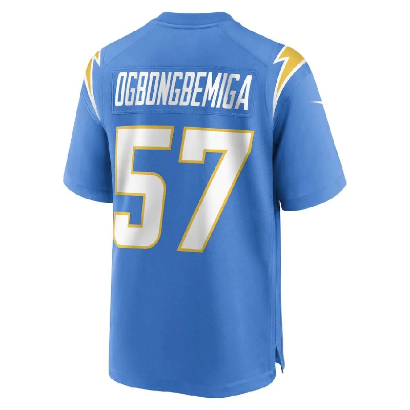 Personalized Rugby Jersey For College Teams-LA.Chargers #57 Amen Ogbongbemiga Powder Blue Game Player Jersey Stitched American Football Jerseys