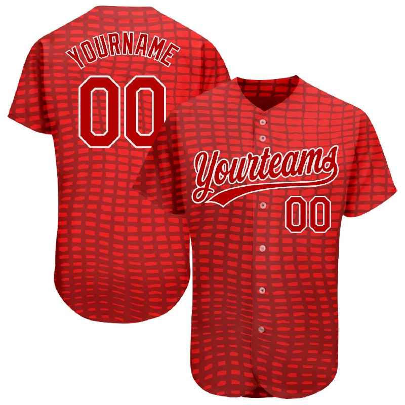 Baseball Jersey For High School Tournaments-Custom Red Red-White 3D Pattern Design Authentic Baseball Jersey