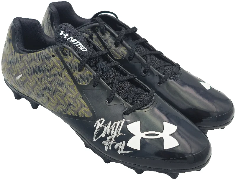 Rugby Helmet For Regional Competitions-Byron Murphy II Autographed Black Under Armour Team Nitro Low MC Cleats Seattle Seahawks Size 15 MCS Holo