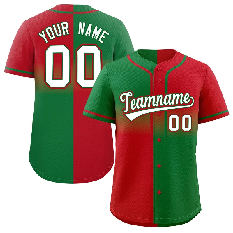 Baseball Jersey For Major League Teams-Custom Red Kelly Green Personalized Symmetrical Gradient Design Authentic Baseball Jersey