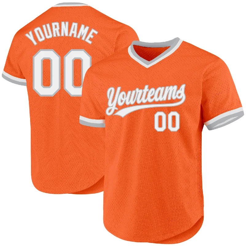 Baseball Jersey For All-Star Teams-Custom Orange White-Gray Authentic Throwback Baseball Jersey