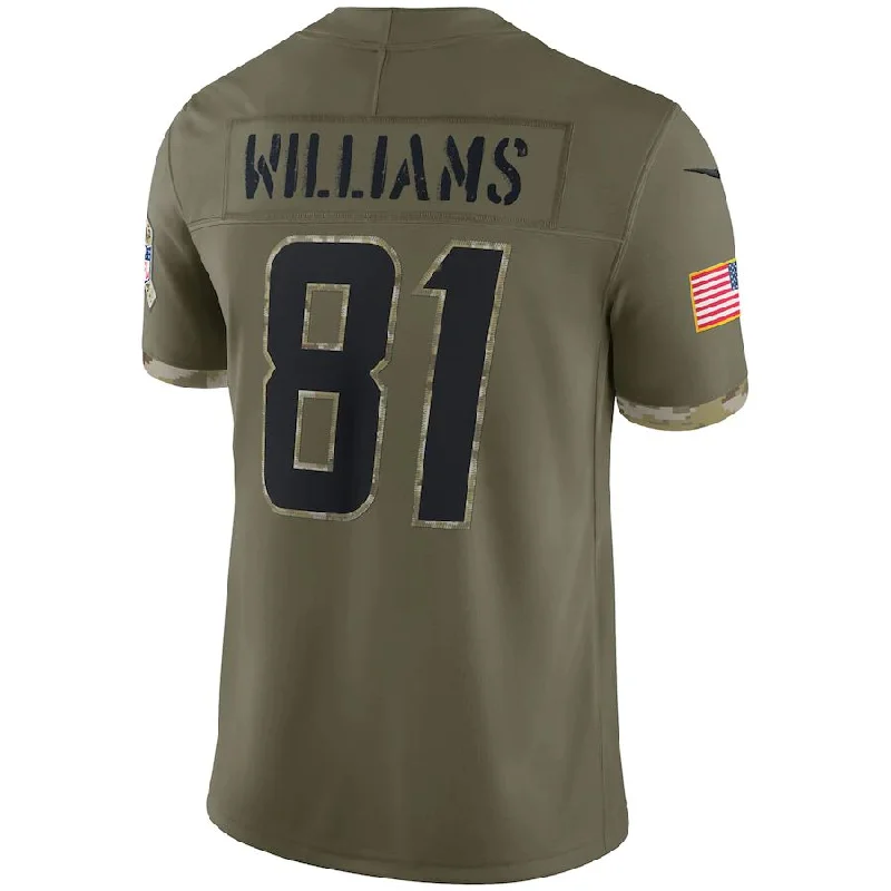 Custom Rugby Jersey For School Uniforms-LA.Chargers #81 Mike Williams Olive 2022 Salute To Service Limited Jersey Stitched American Football Jerseys