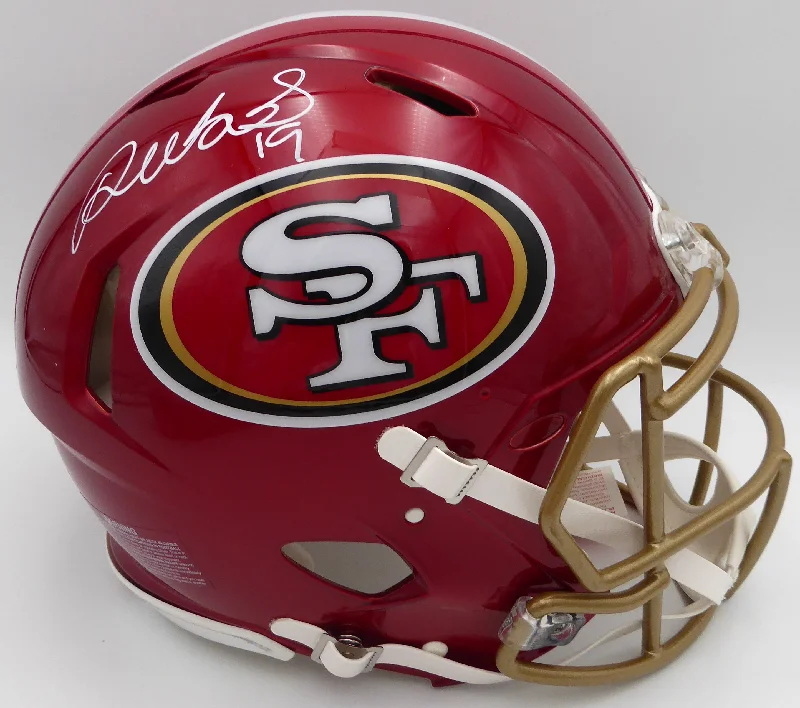 Custom Rugby Helmet For Corporate Partnerships-Deebo Samuel Autographed San Francisco 49ers Flash Red Authentic Full Size Speed Helmet Fanatics Holo #B802423