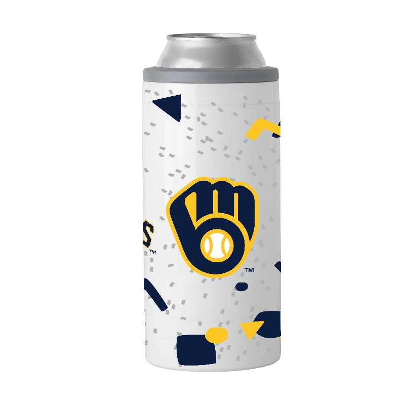 Custom Team Mug For Team Leader Recognition-Milwaukee Brewers 12oz Flashback Slim Can Coolie