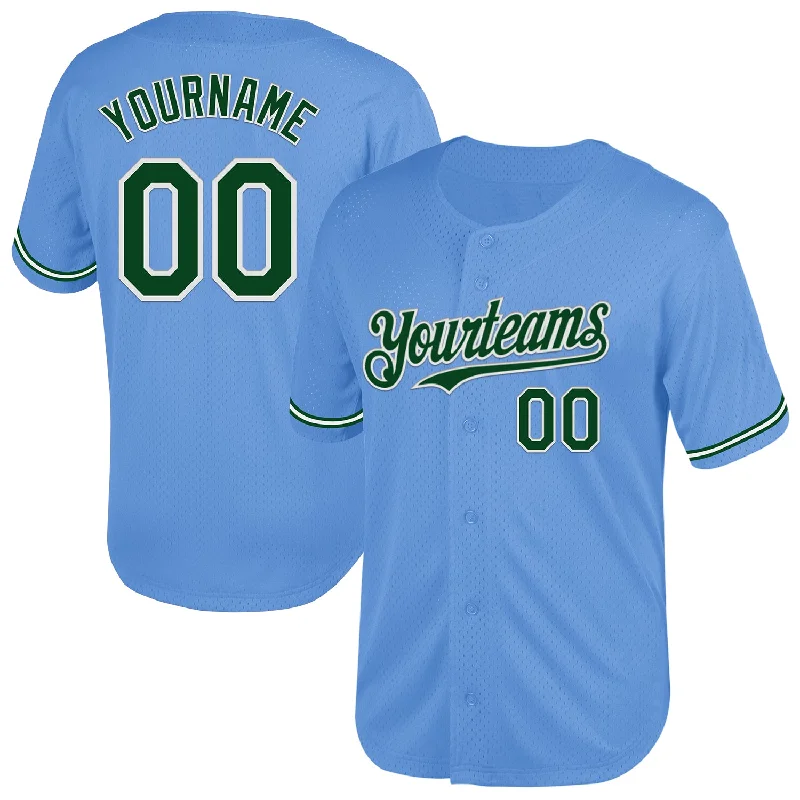 Personalized Baseball Jersey For Group Orders-Custom Light Blue Green-White Mesh Authentic Throwback Baseball Jersey