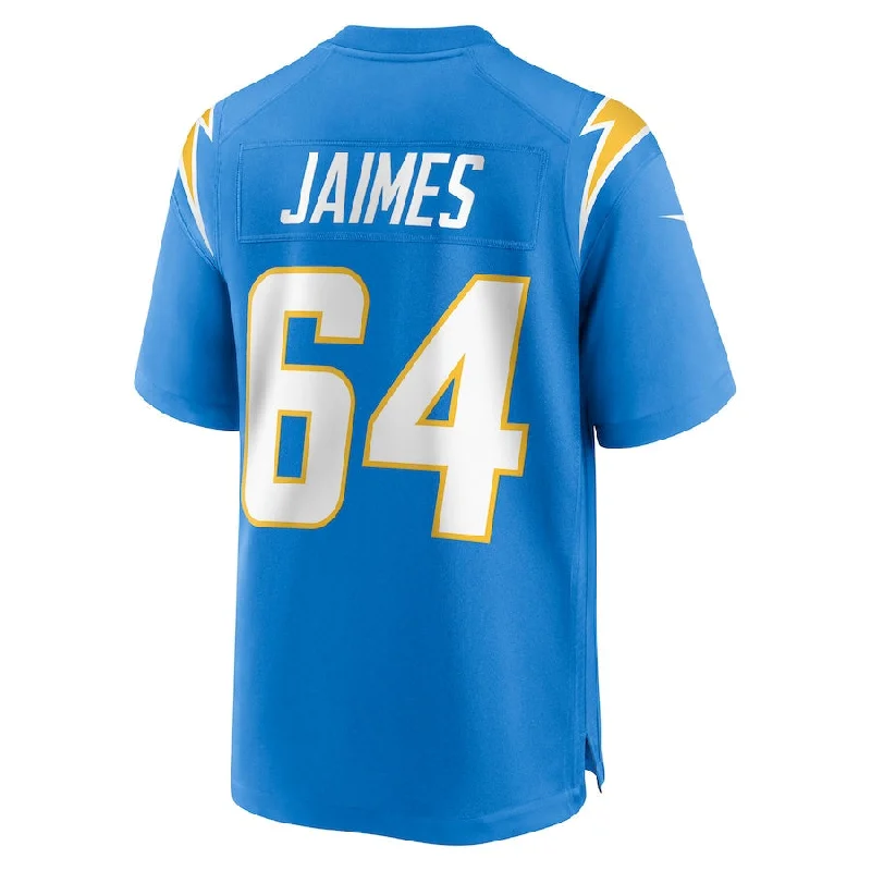 Custom Rugby Jersey For Regional Competitions-LA.Chargers #64 Brenden Jaimes Powder Blue Game Jersey Stitched American Football Jerseys