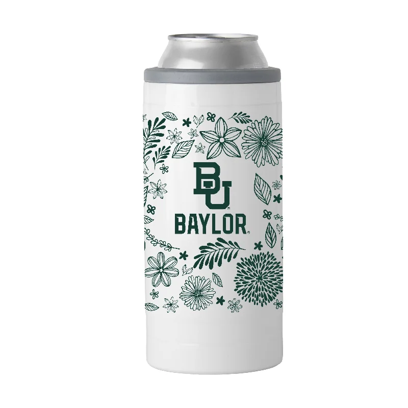 Custom Team Mug For Recognition Awards-Baylor 12oz Botanical Slim Can Coolie