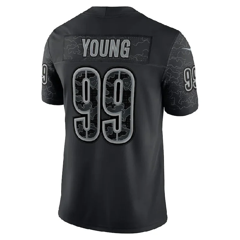 Rugby Jersey With Custom Fabric Options-W.Commanders #99 Chase Young Black RFLCTV Limited Jersey Stitched American Football Jerseys