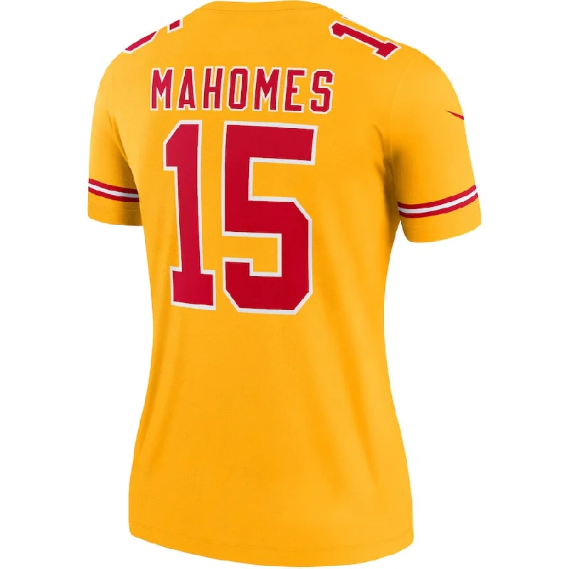 Rugby Jersey With Custom Patch Designs-KC.Chiefs #15 Patrick Mahomes Gold Inverted Legend Jersey Stitched American Football Jerseys