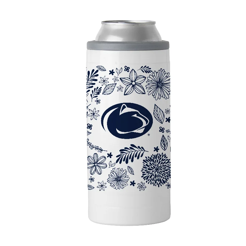 Custom Team Mug For Sports Fans-Penn State 12oz Botanical Slim Can Coolie