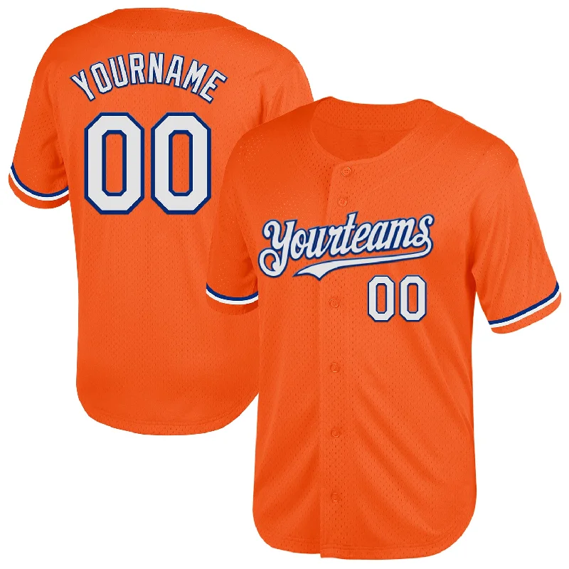 Personalized Baseball Jersey For Competitive Teams-Custom Orange White-Royal Mesh Authentic Throwback Baseball Jersey