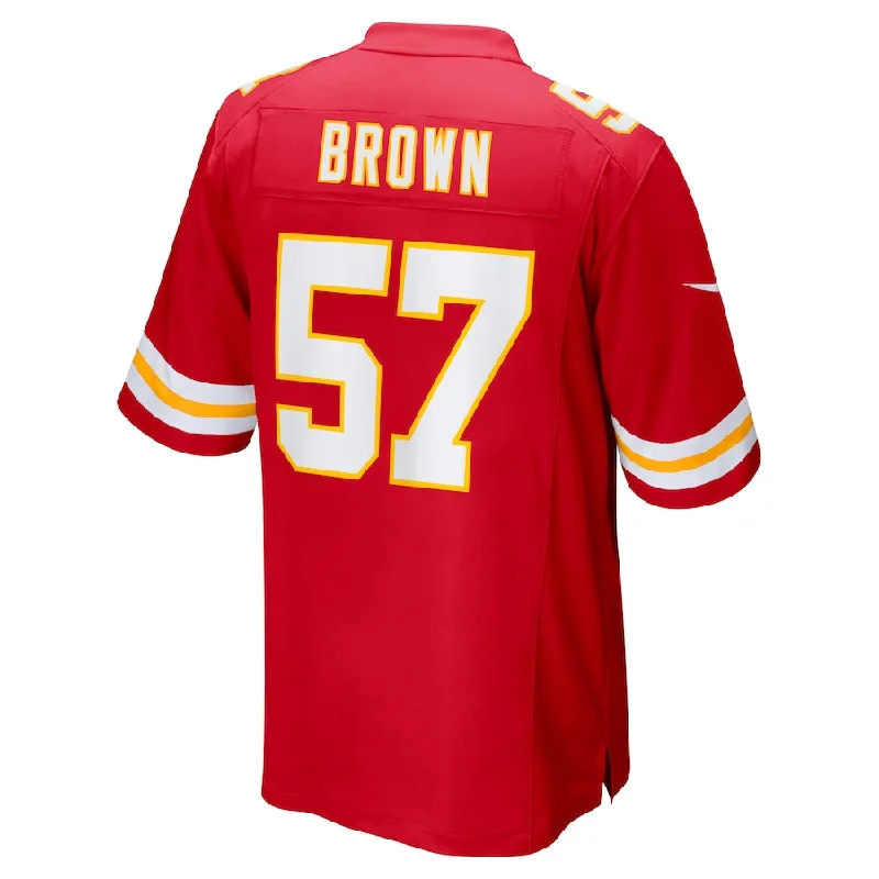 Custom Rugby Jersey For International Teams-KC.Chiefs #57 Orlando Brown Red Game Jersey Stitched American Football Jerseys