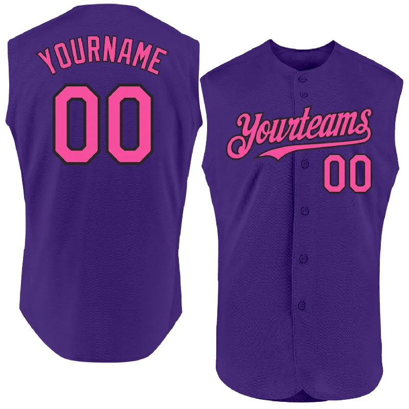 Custom Baseball Jersey For Corporate Events-Custom Purple Pink-Black Authentic Sleeveless Baseball Jersey