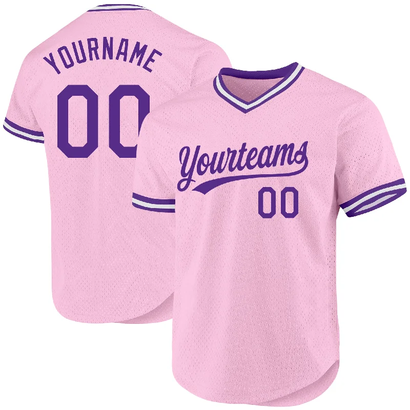 Personalized Baseball Jersey For Exclusive Offers-Custom Light Pink Purple-White Authentic Throwback Baseball Jersey