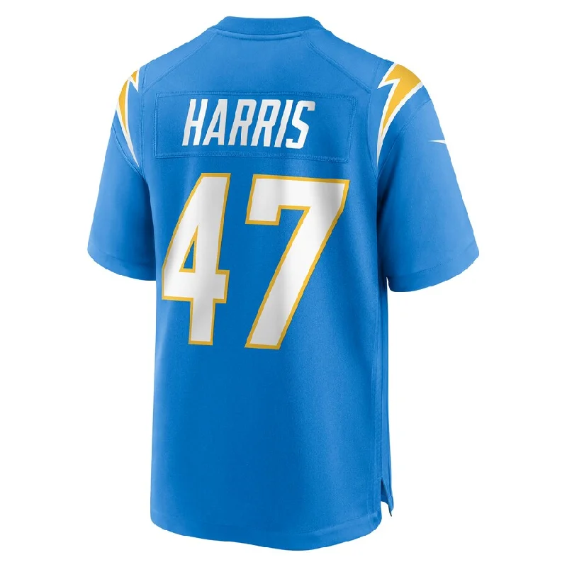 Custom Rugby Jersey For Player Recognition-LA.Chargers #47 Josh Harris Powder Blue Game Jersey Stitched American Football Jerseys