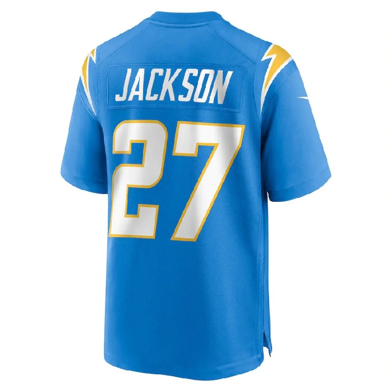 Custom Rugby Jersey For Charity Tournaments-LA.Chargers #27 J.C. Jackson Powder Blue Game Jersey Stitched American Football Jerseys