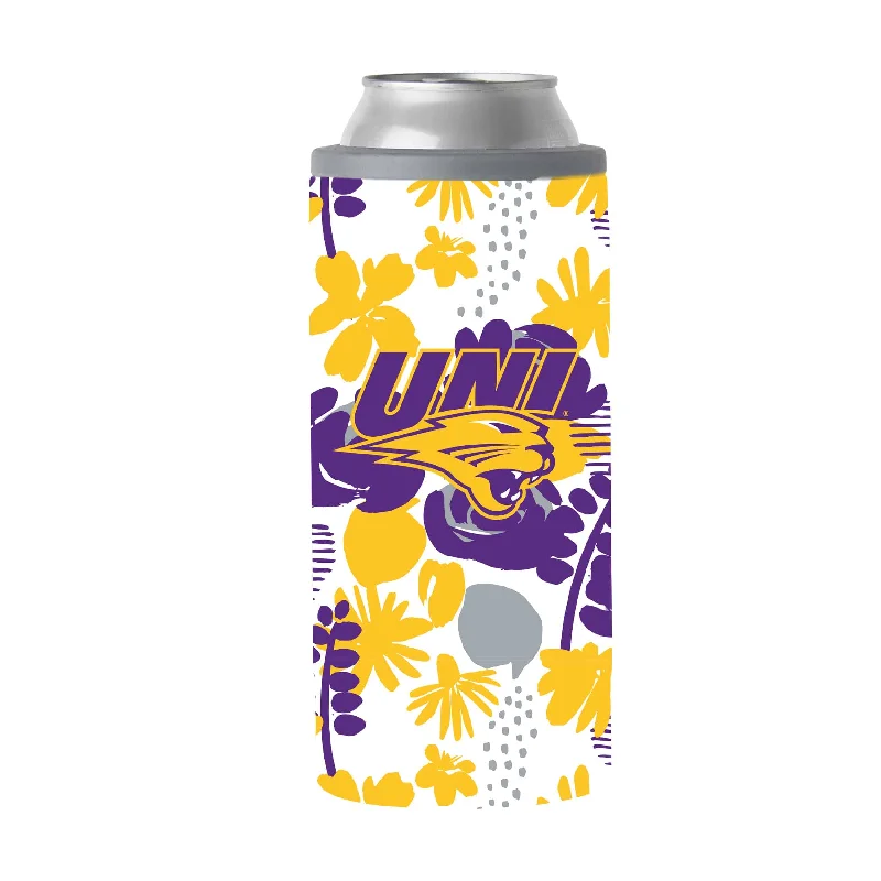 Personalized Team Mug-Northern Iowa 12oz Floral Slim Can Coolie